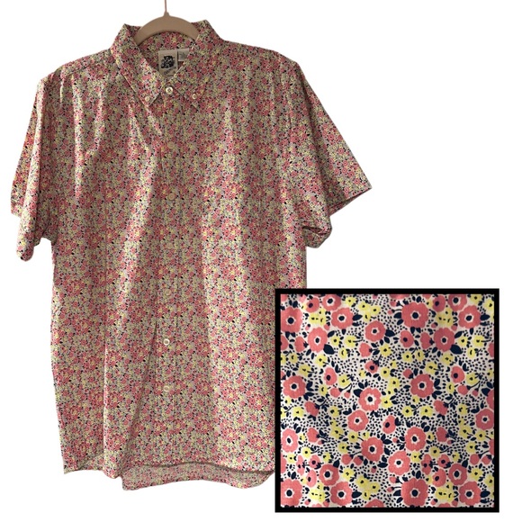 [ 2 FOR $40 ] KENNINGTON LTD PINK & YELLOW FLORAL SHIRT - Picture 1 of 6